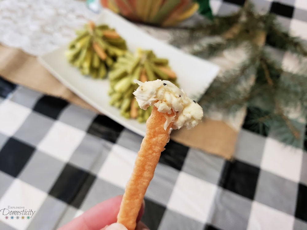 Veggie Straws and cheese ball appetizer or snack