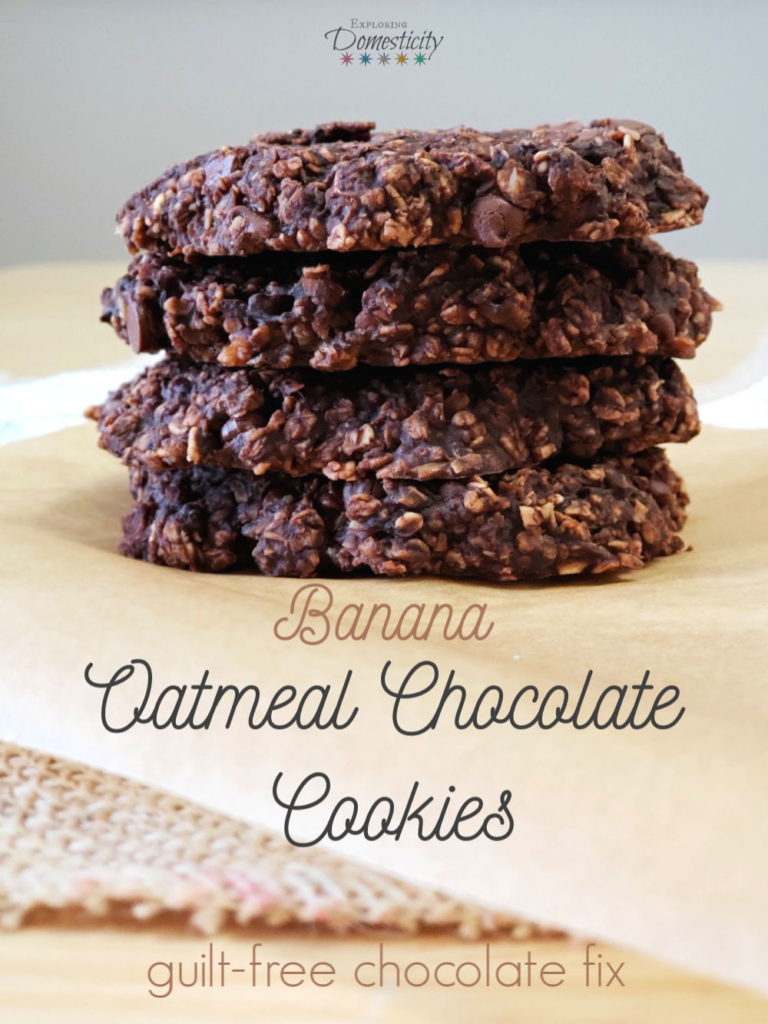 Banana Oatmeal Chocolate Cookies - guilt-free chocolate fix