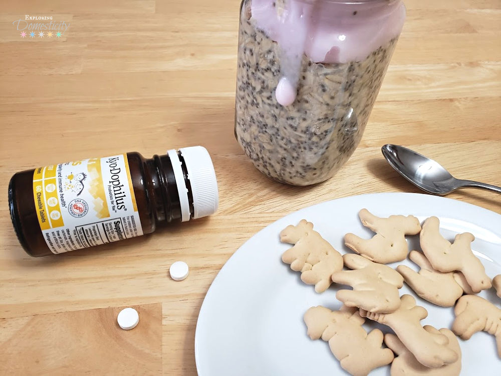 Kyo-Dophilus Kids Probiotic and Animal Cracker Overnight Oats