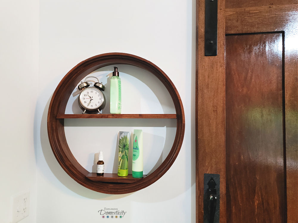 Wooden Round Shelf from upcycled window frame