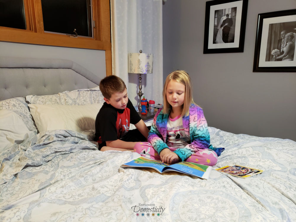 Kids reading before bedtime