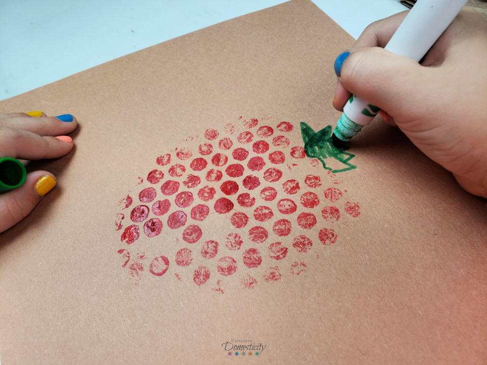 Strawberry Bubble Wrap Painting