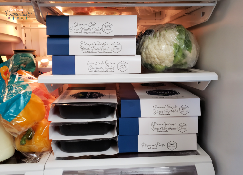 Pre-made meals in refrigerator