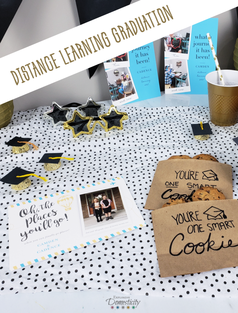 Distance learning graduation decorations, snacks, cards...