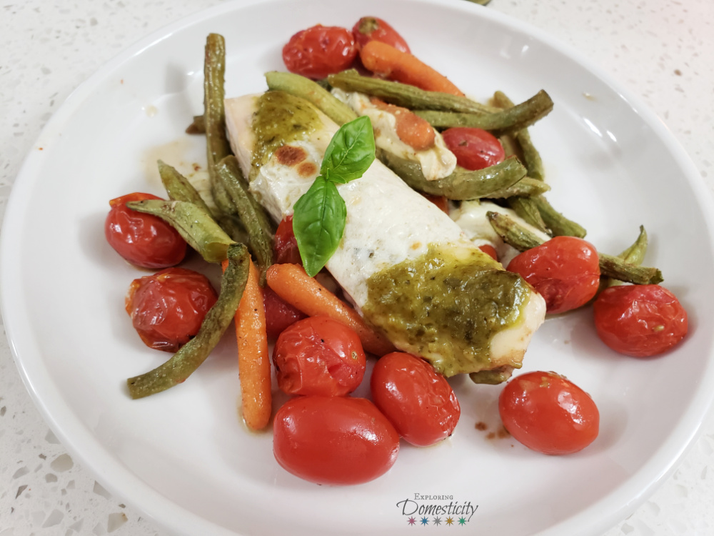 One Pan Pesto Chicken and Vegetables