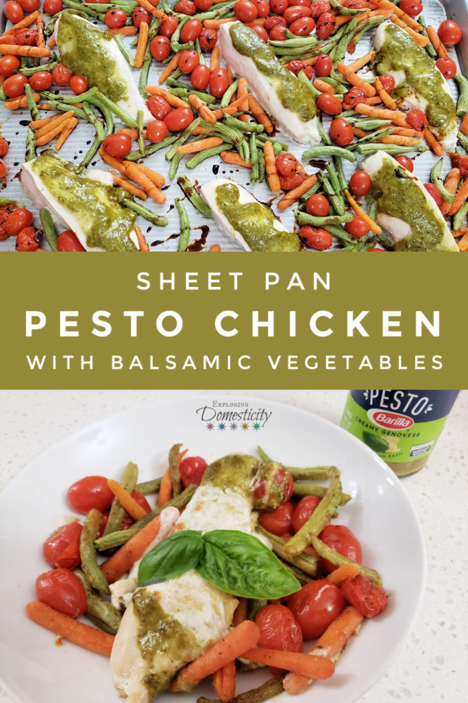 Sheet Pan Pesto Chicken with Balsamic Vegetables - easy one pan meal