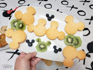 Mickey shaped fruit Mickey Breakfast - melon, kiwi, and blueberries