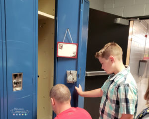 Trying the new middle school locker