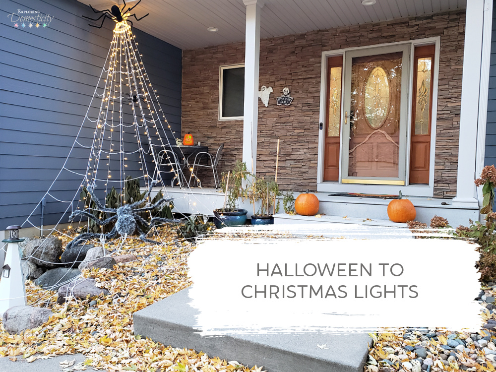 Front Porch Halloween Decoration with Christmas Lights copy